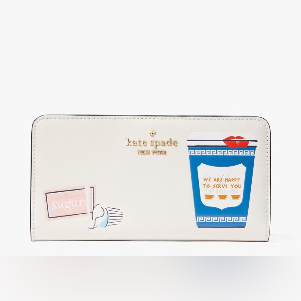 KATE SPADE COFFEE BREAK LARGE SLIM BIFOLD WALLET- NEW WITH TAGS